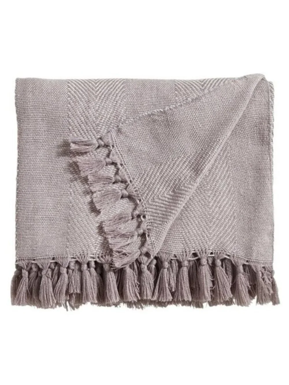 Pier 1 Gray Chevron Throw Blanket NEW Fringe 50x60 Woven Acrylic Gift Classic